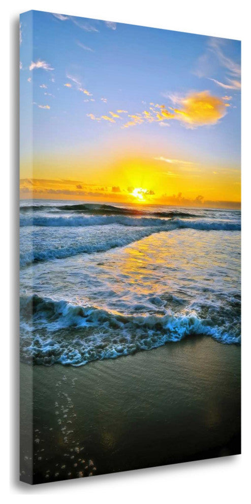 18" Beautiful and Vibrant Sunset at the Beach Giclee Wrap Canvas Wall Art