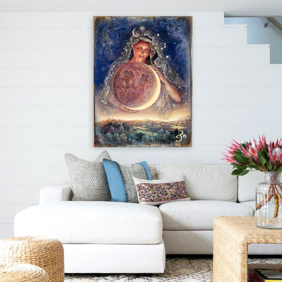 Moon Goddess Wall and Table Top Wooden Decor, 36x24