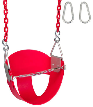 High-Back Half-Bucket Swing Seat With Coated Chain, 8.5', Red