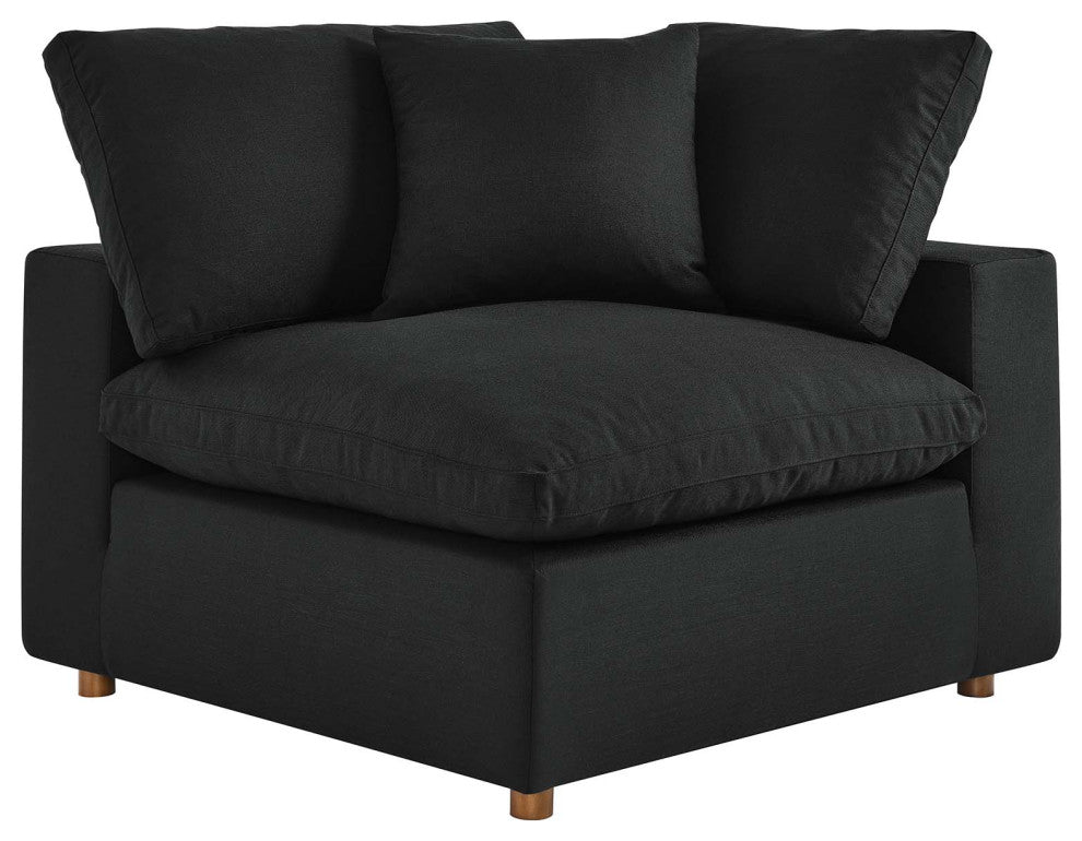 Commix Down Filled Overstuffed 8-Piece Sectional Sofa, Black