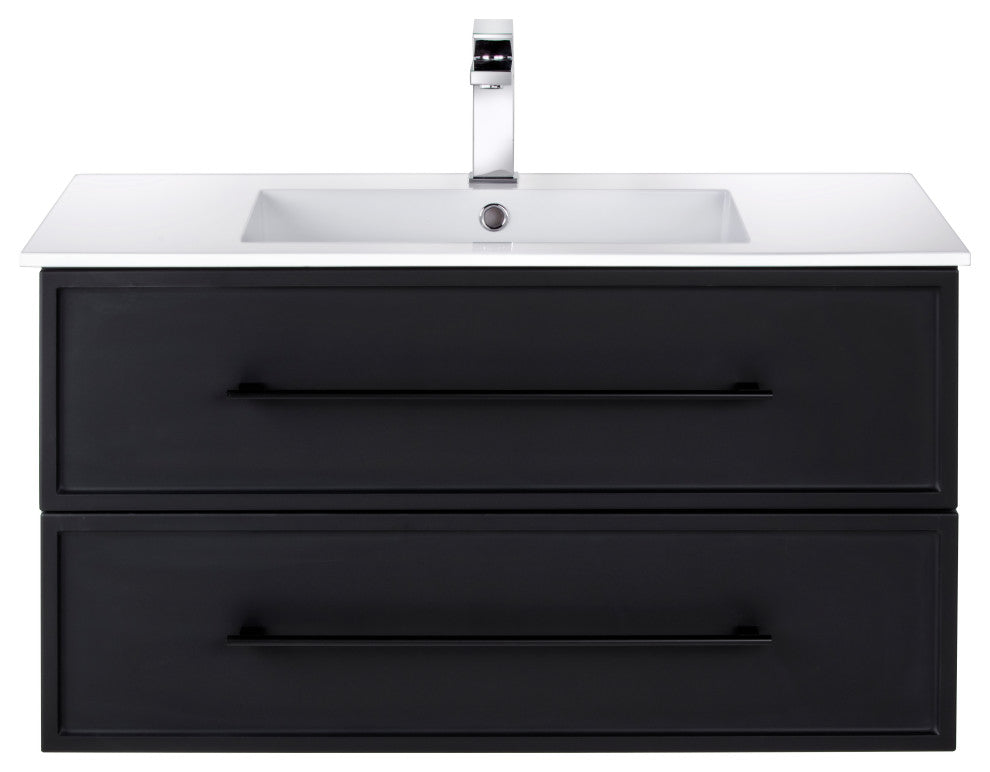 Milano Wall Hung Vanity, Black, 36"