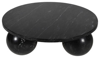 Spherical Coffee Table, Black, Genuine Marble