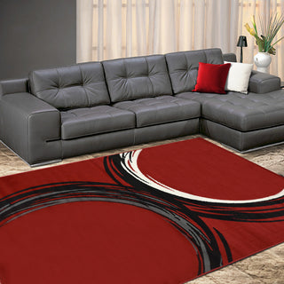 Modern Accent Rug, Red, 10'5"x7'6"