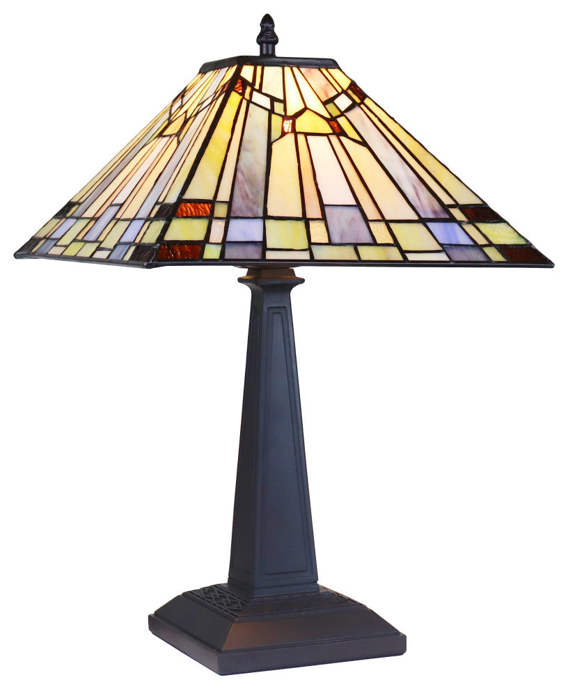 Kinsey Mission Tiffany-Style Blackish Bronze 1 Light Table Lamp 12" Wide