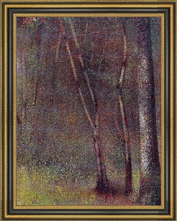 Georges Seurat in the Woods at Pontaubert Framed Premium Canvas Print, 21"x28"