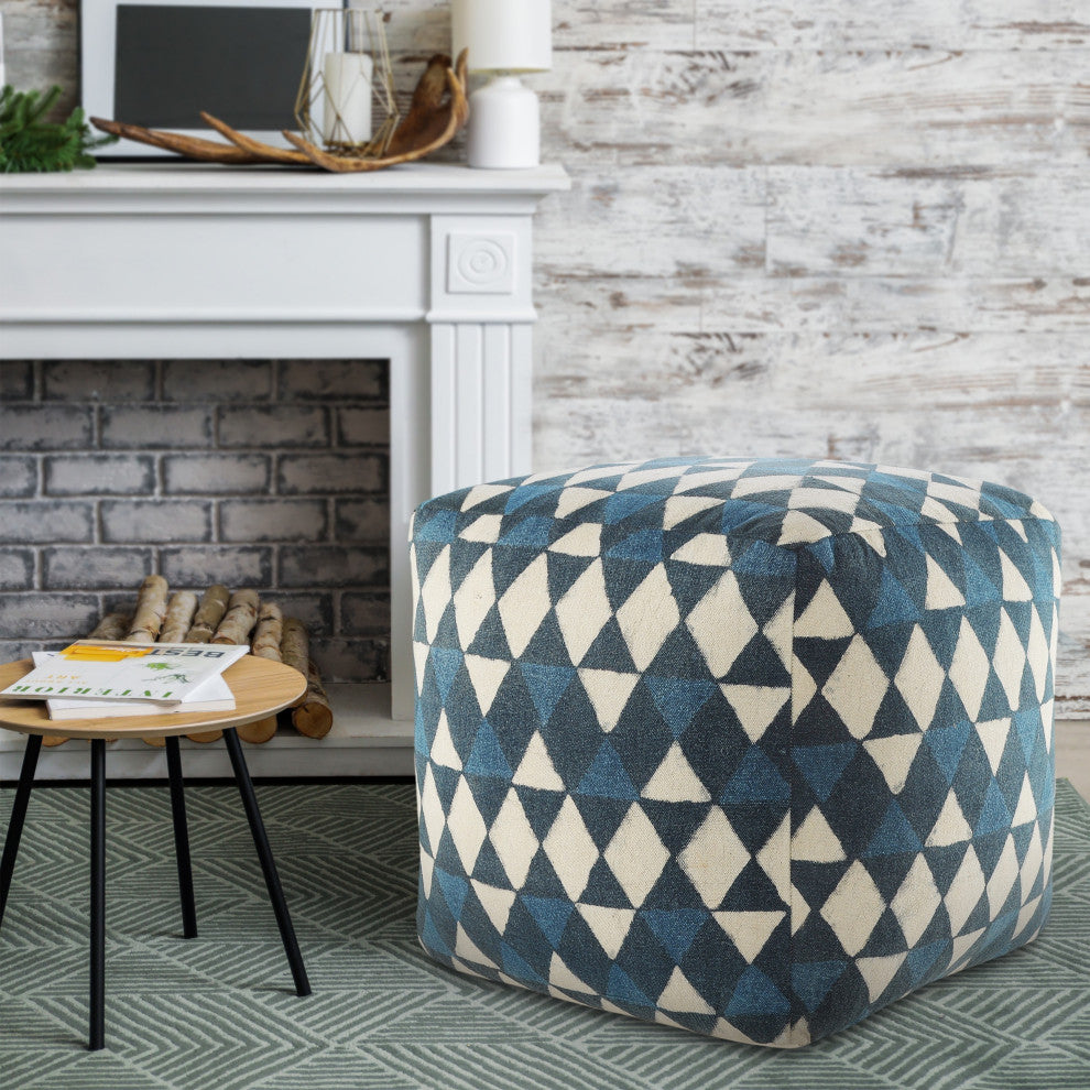 Modern Diamond and Triangle Geometric Pouf