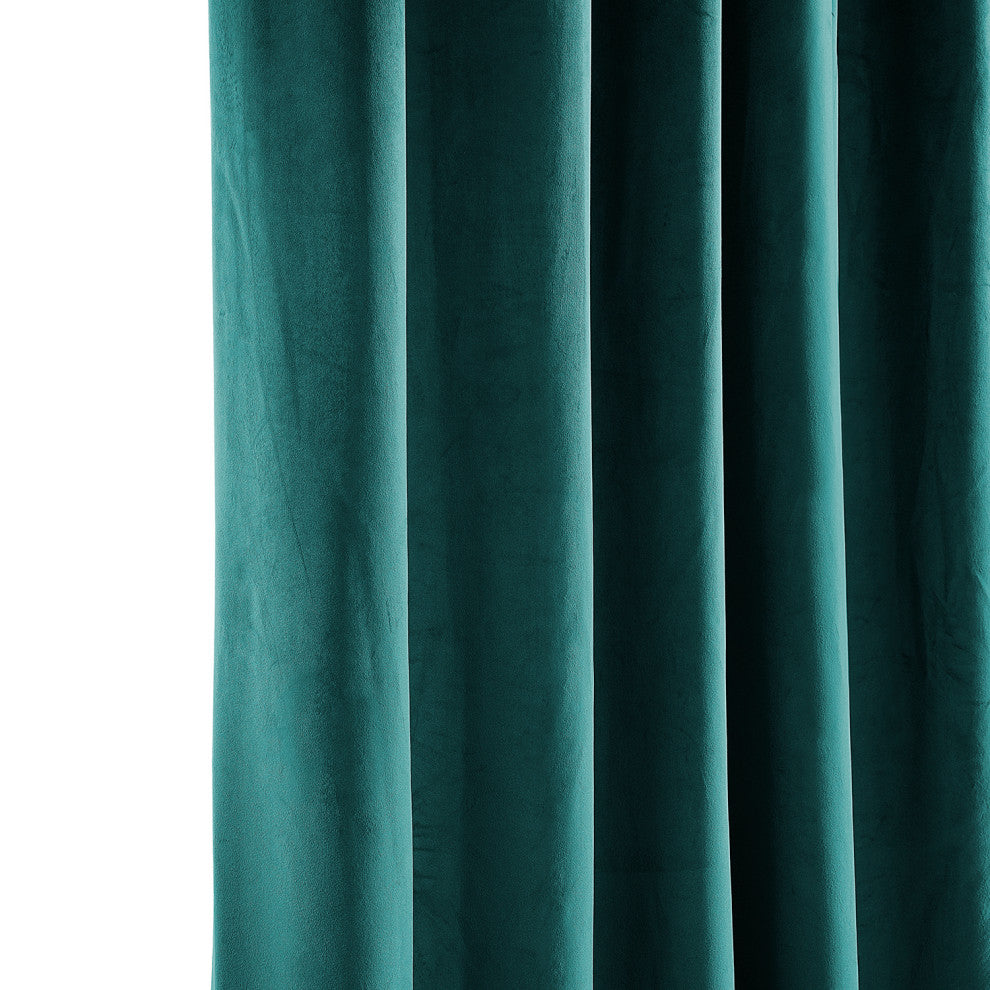 Heritage Plush Velvet Curtain Single Panel, Deep Sea Teal, 50"x108"