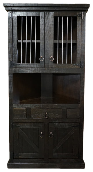 Farm House Corner Dinning Hutch/Buffet, Dark Brown