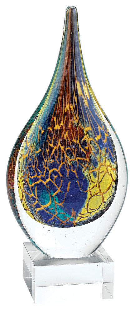 Badash GW613 Firestorm Murano Style Art Glass 12" Teardrop Crystal Base