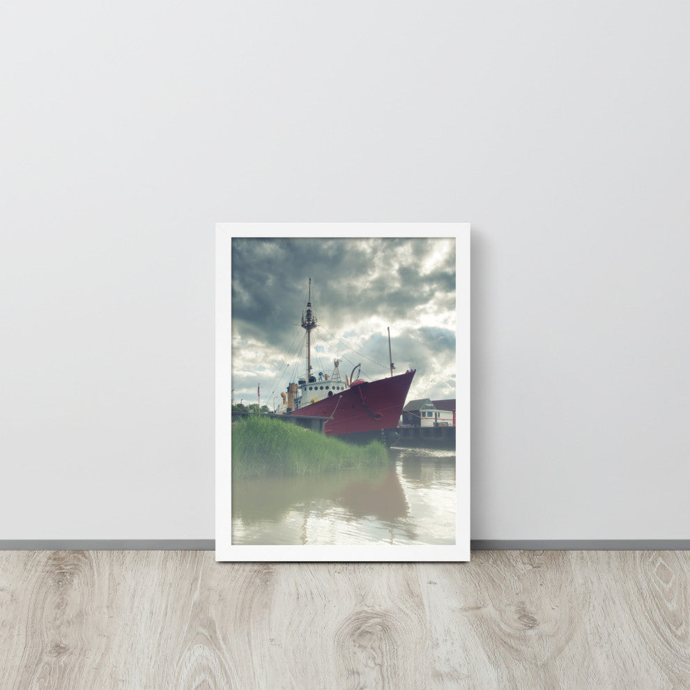Foggy River Coastal Landscape Framed Photo Paper Wall Art Prints, White, 12" X 16"