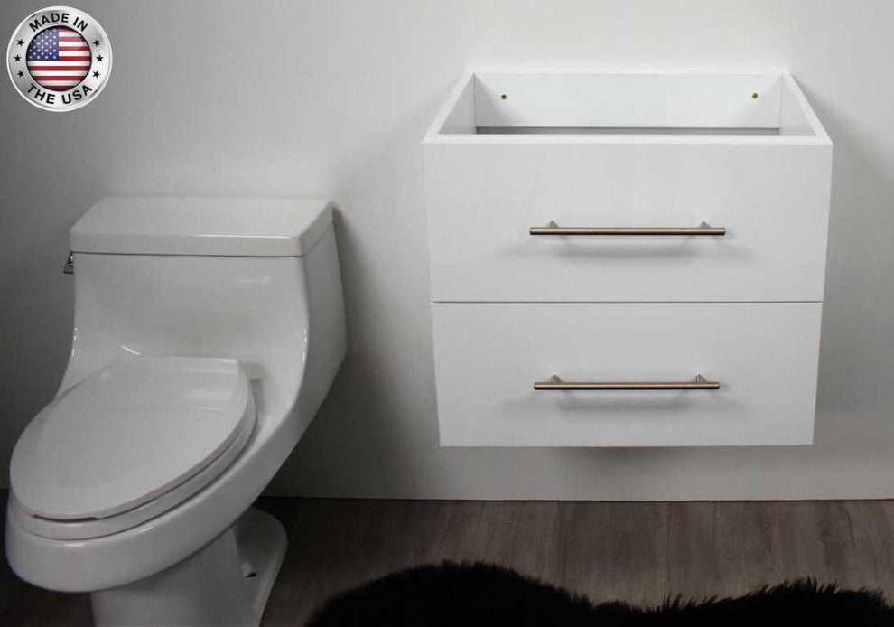 Napa 30" Modern Floating Bathroom Vanity With Round Handles Cabinet Only, Glossy White