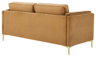 Kaiya Performance Velvet Sofa, Cognac