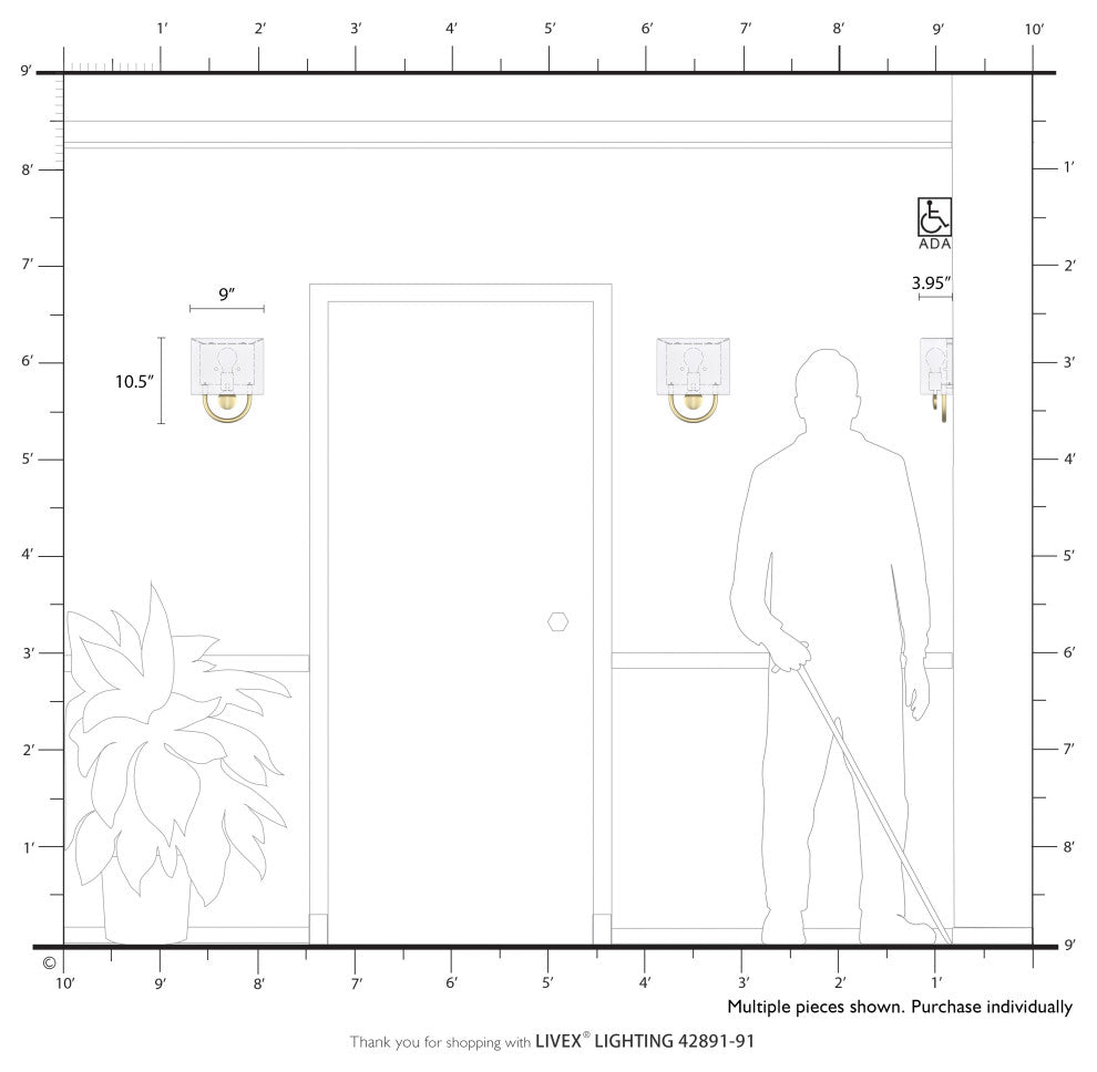 Stratton 1 Light Brushed Nickel ADA Sconce with Hand Crafted Off-White Shade