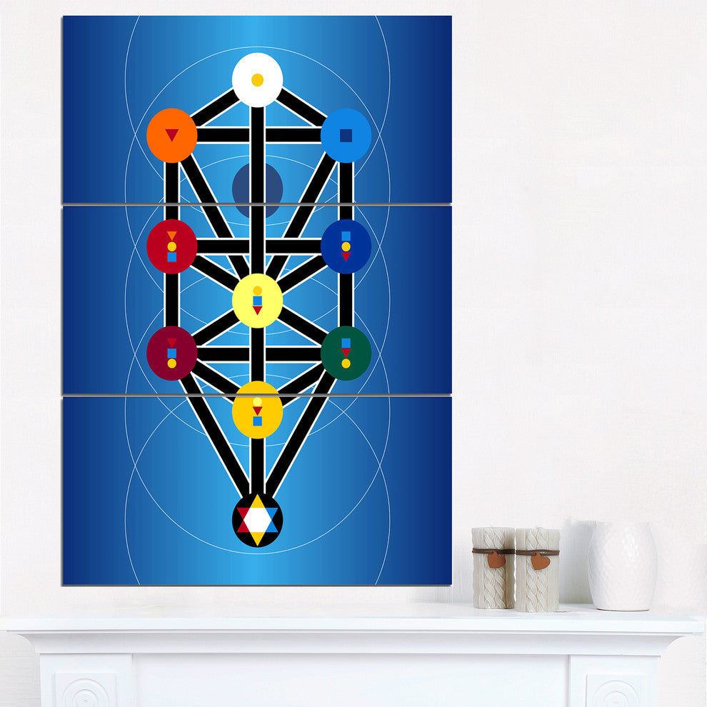 "Cabala Jewish Symbols" Digital Metal Wall Art, 3 Panels, 28"x36"