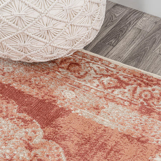 Rosalia Cottage Medallion Area Rug, Peach/Ivory, 4x6