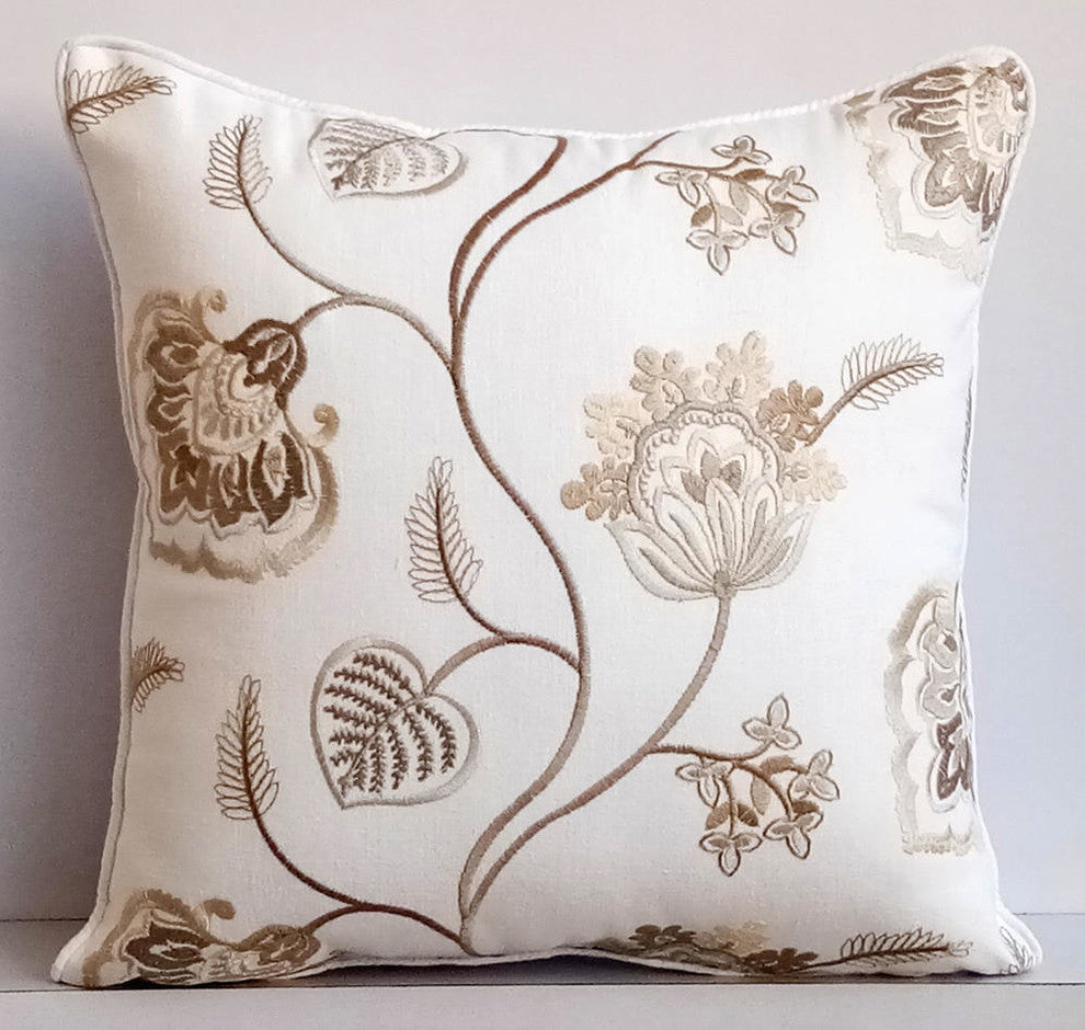 White Decorative Pillow Covers 22"x22" Cotton, Waking Up to Bloom