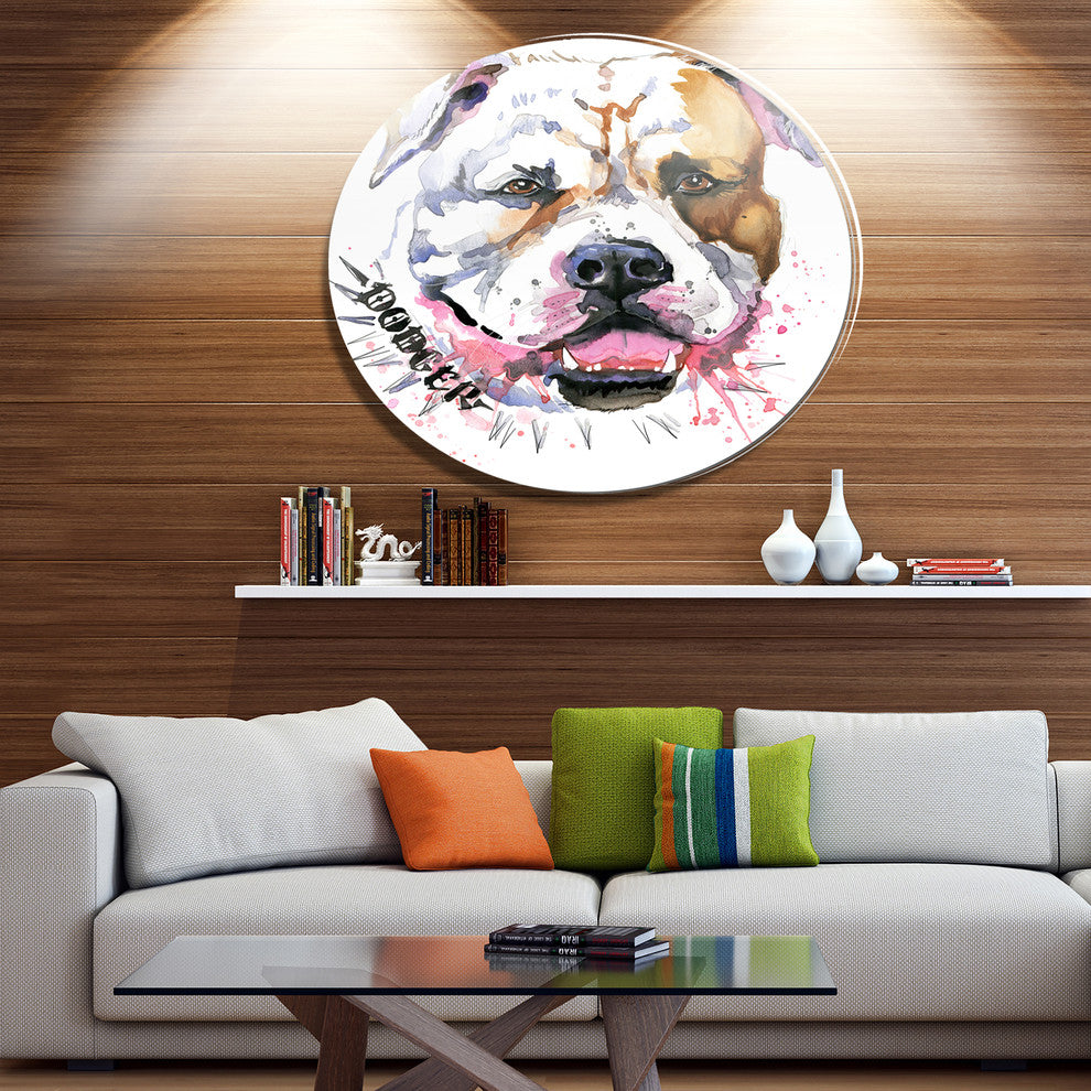 Cute Dog With Open Mouth, Animal Disc Metal Artwork, 11"