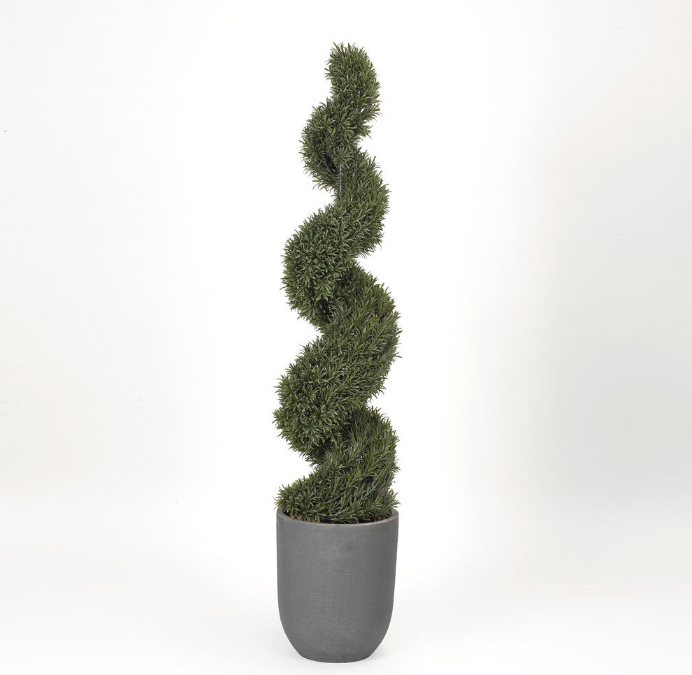 Spiral Rosemary Topiary, Round Gray Planter