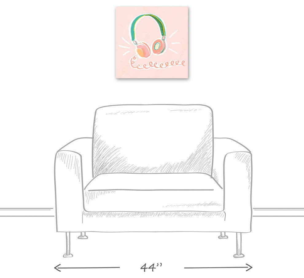Blush Headphones 16x16 Canvas Wall Art