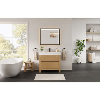 Cascadia Bathroom Vanity, Weathered Fir, 36", With Mirror