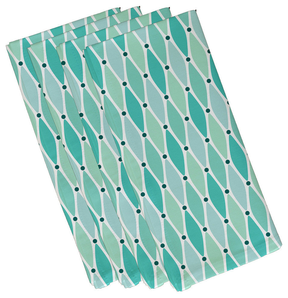 Wavy, Geometric Print Napkin, Aqua, Set of 4