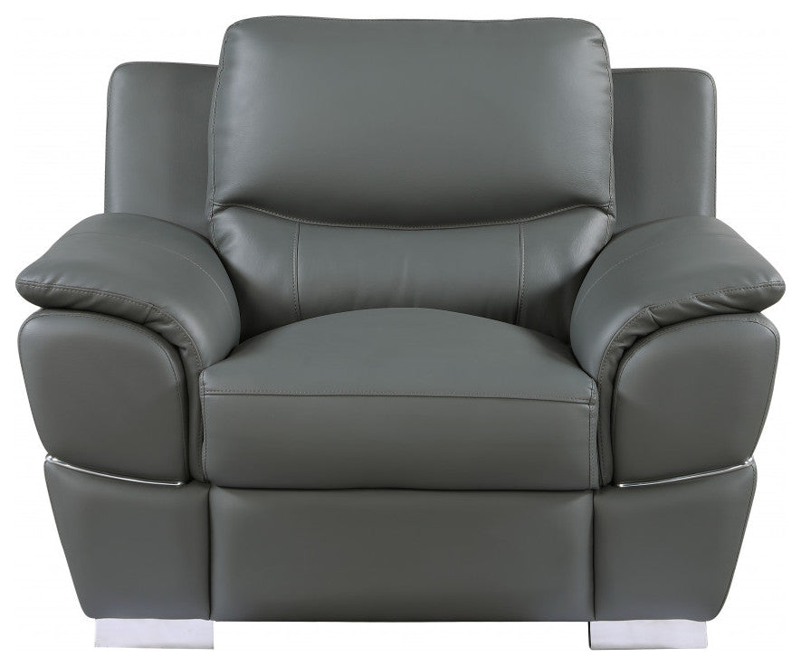37" Grey Chic Leather Recliner Chair
