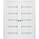 Sliding Interior Double Pocket Doors|Frosted Glass|Quadro 4445 White Silk 60x96