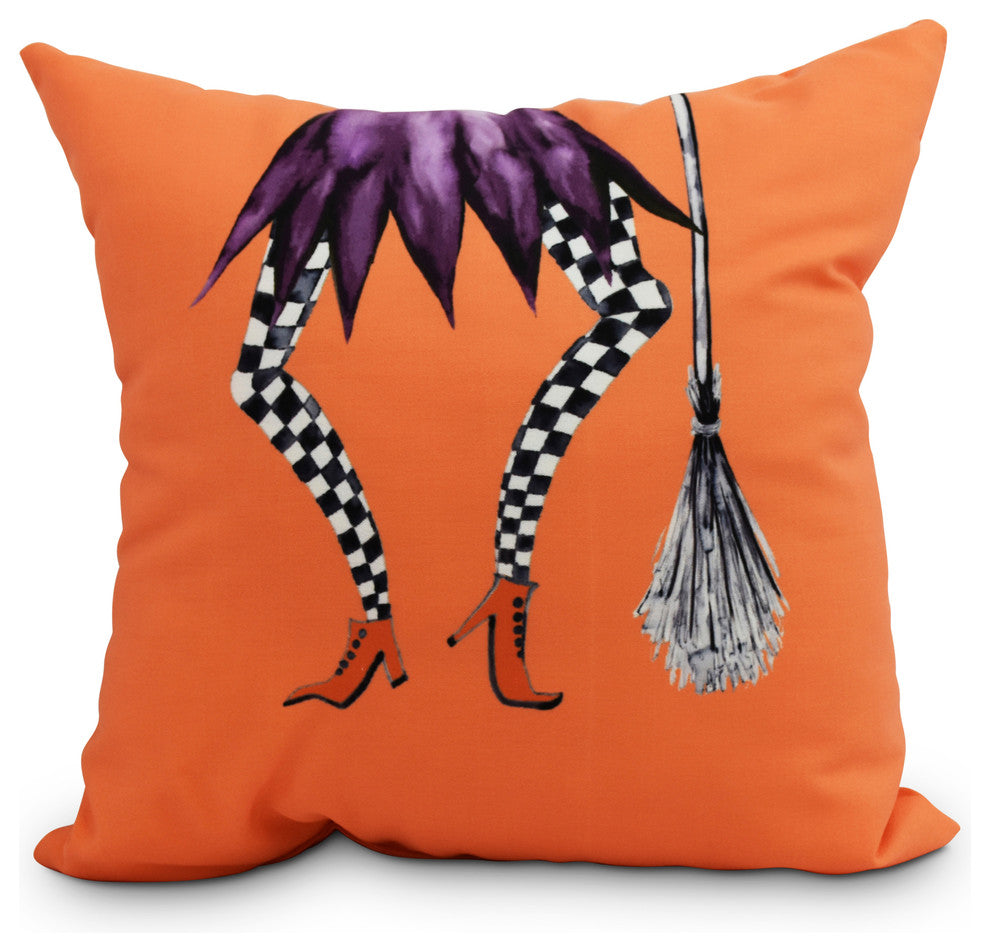 Esmerelda 26" Orange Halloween Print Decorative Throw Pillow