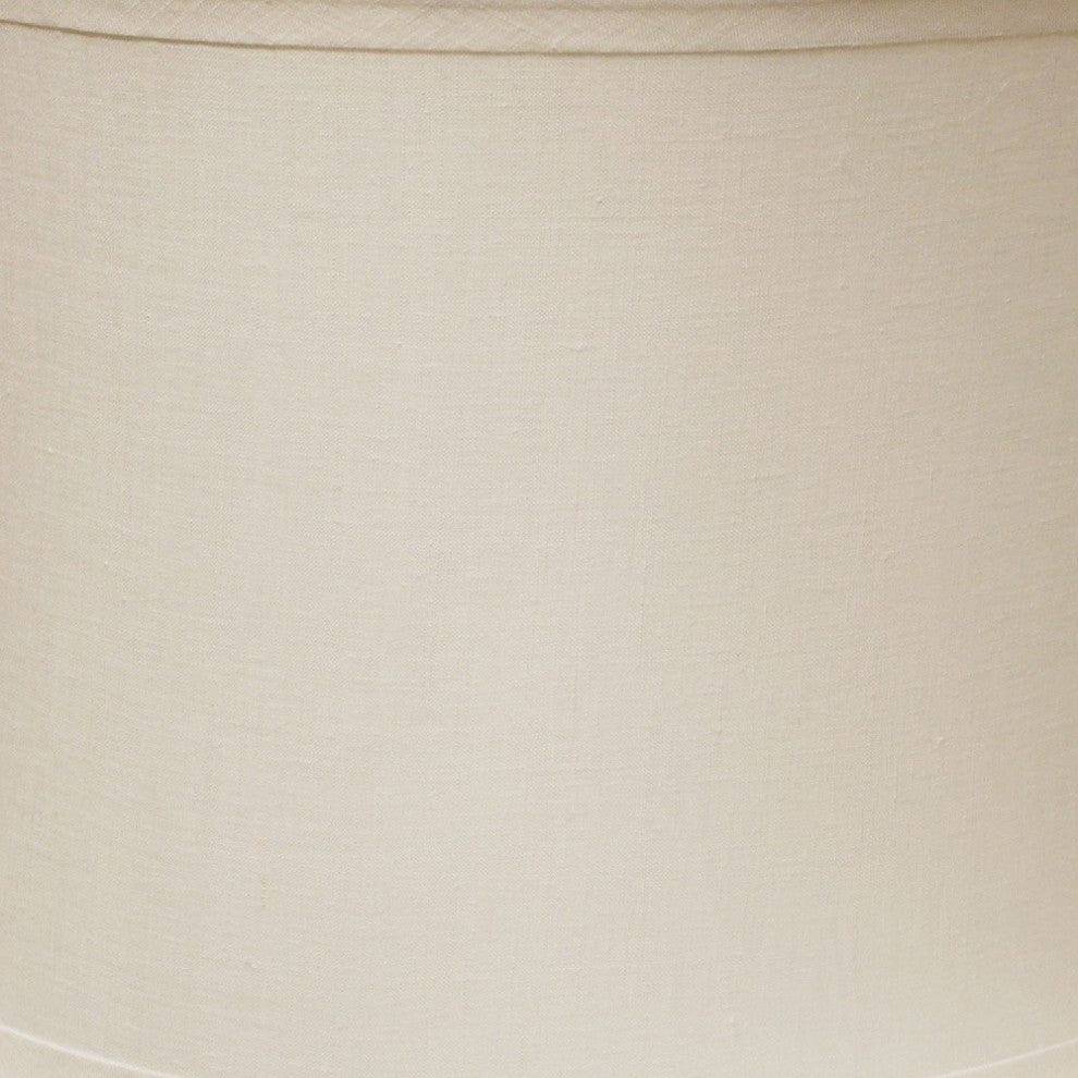 17" Snow Drum Trimmed Linen Lampshade