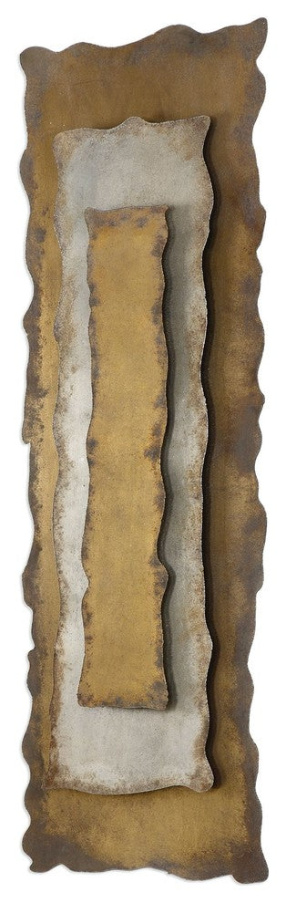 Rustic Metal Large Gold Silver Bronze Wall Panel 60 in Tall Industrial Loft