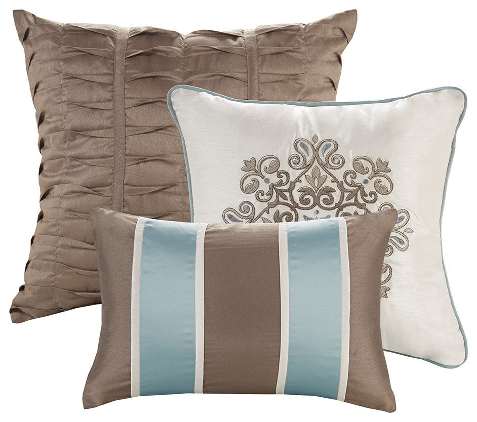 Madison Park Caroline Jacquard 7 Piece Comforter Set in Blue