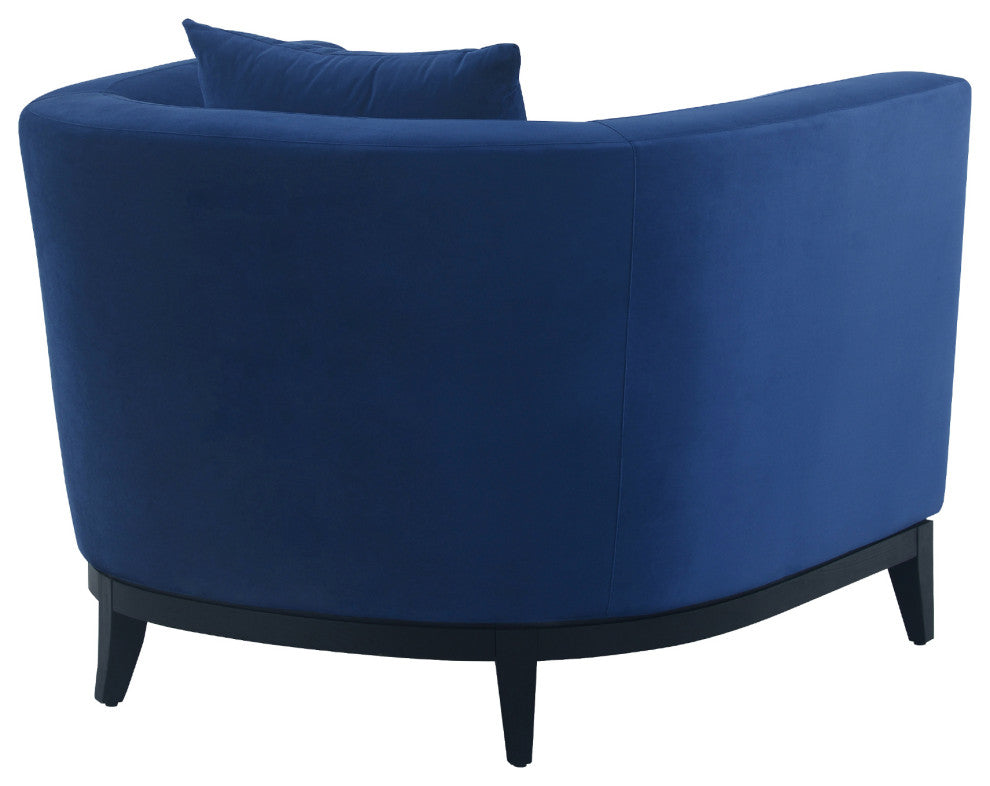 Melange Velvet Accent Chair With Black Wood Base, Gray
