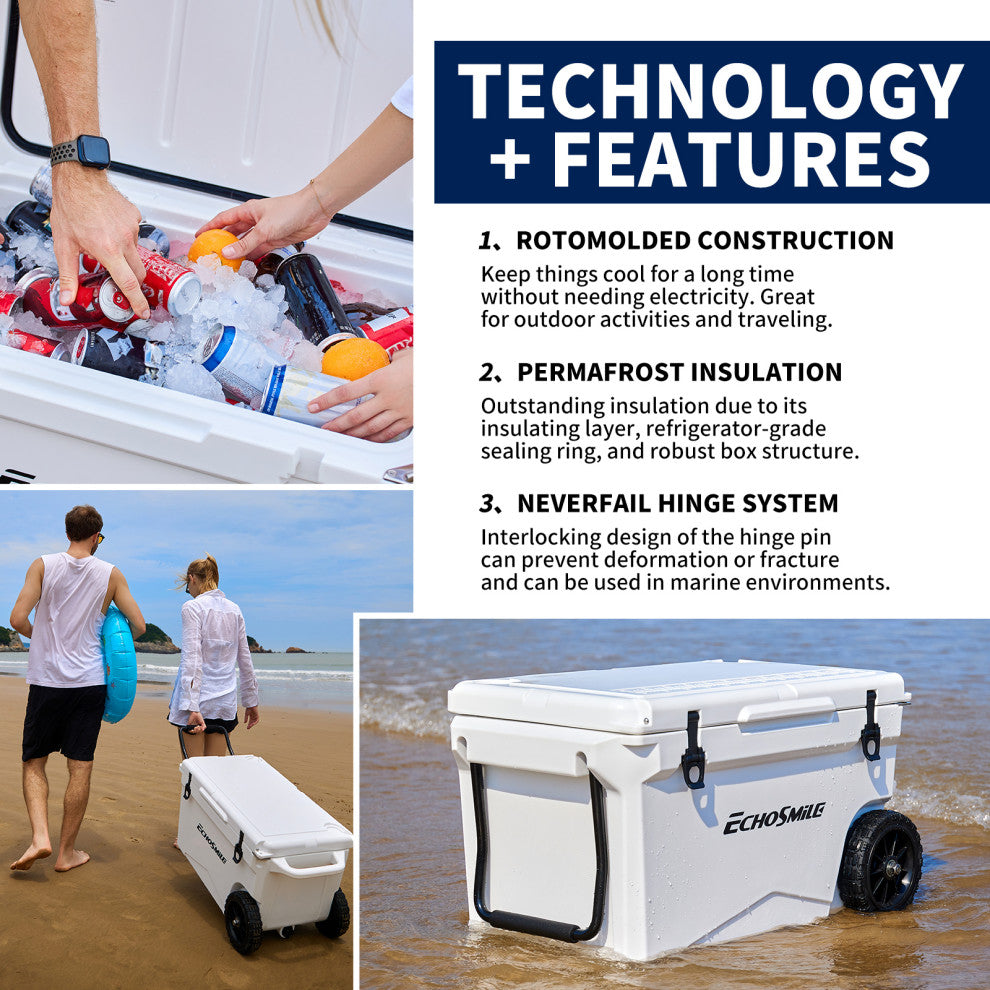 EchoSmile 75 qt. Rotomolded Cooler, White