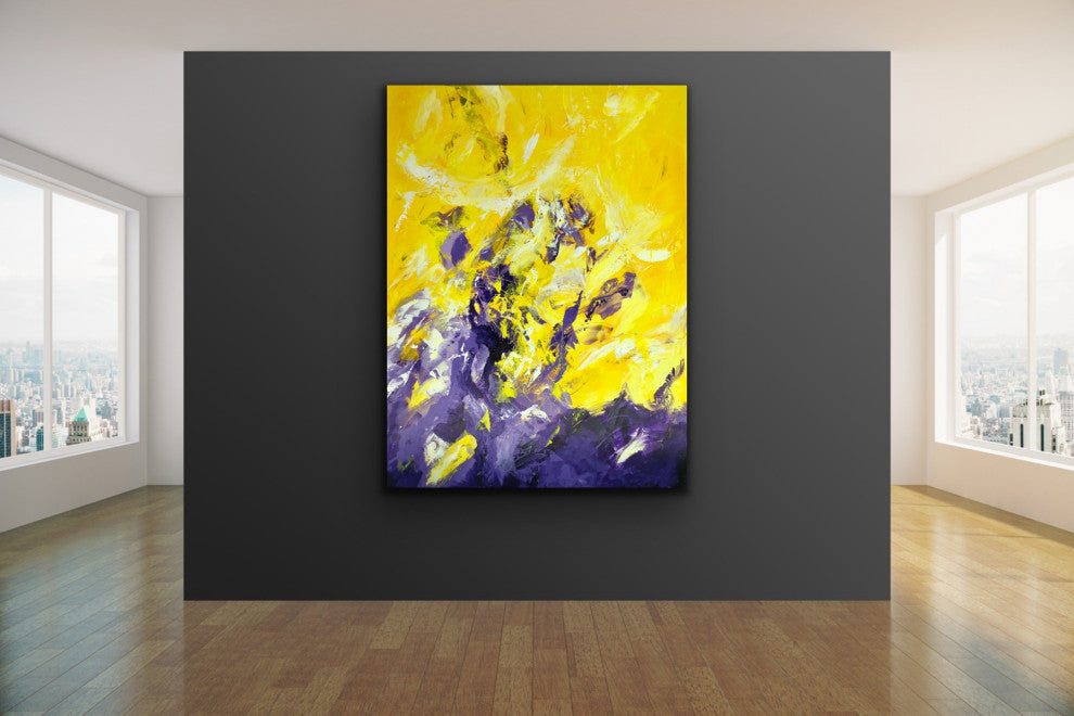 48"x36" Artwork "Ripened" Original yellow purple Modern abstract Painting