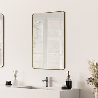 Nettuno Rectangle Bathroom/Vanity Aluminum Framed Wall Mirror, Brushed Gold, 24"