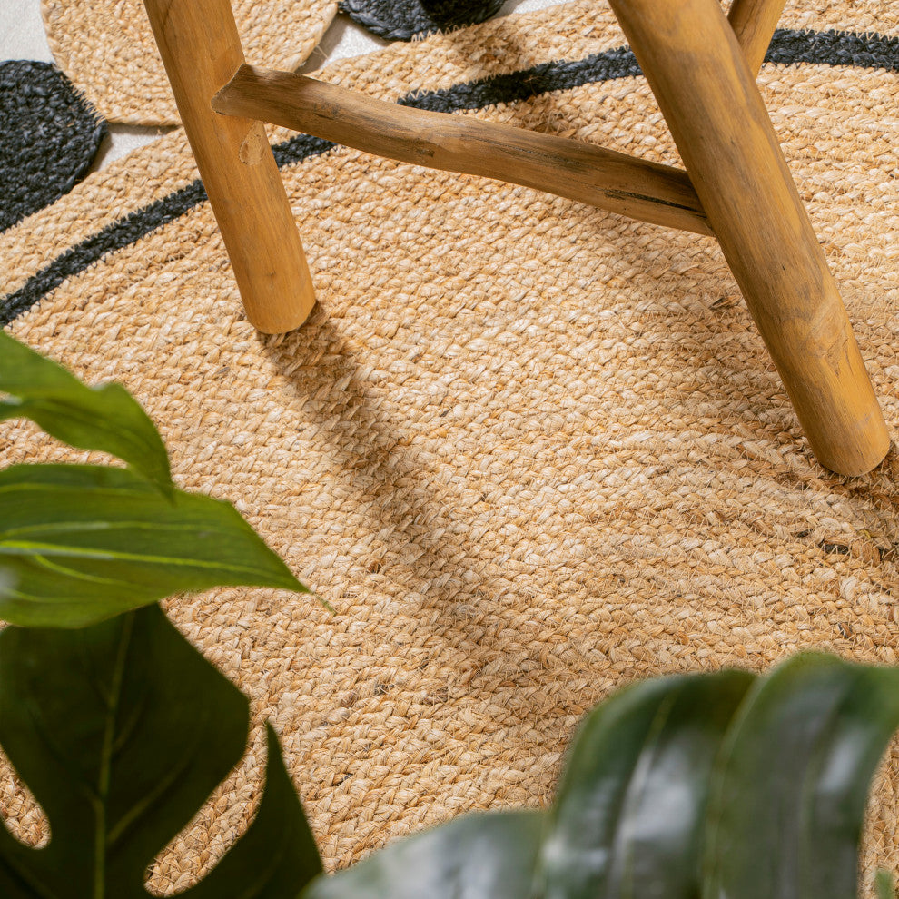 Aurora Two-Tone Jute Round Area Rug, 5' Round