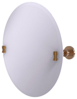 Washington Square Frameless Round Beveled Edge Tilt Mirror, Brushed Bronze