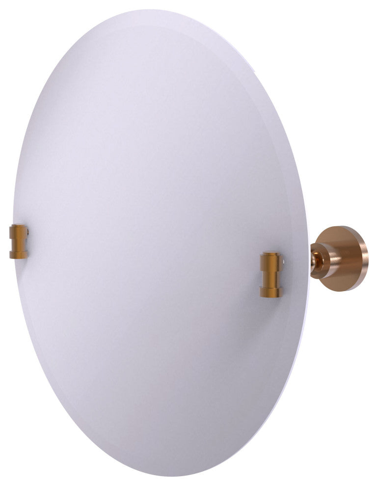 Washington Square Frameless Round Beveled Edge Tilt Mirror, Brushed Bronze