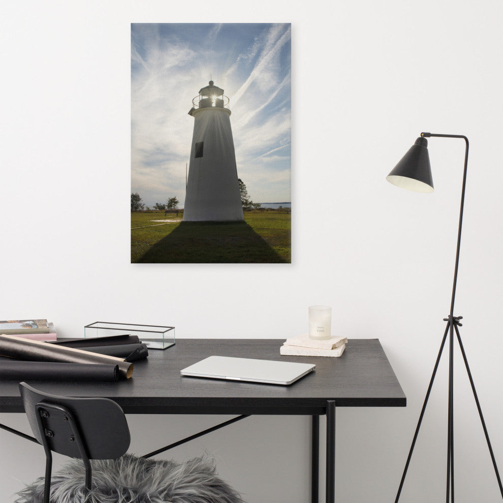 Turkey Point Lighthouse with Sun Flare Coastal Canvas Prints, 24" X 36"