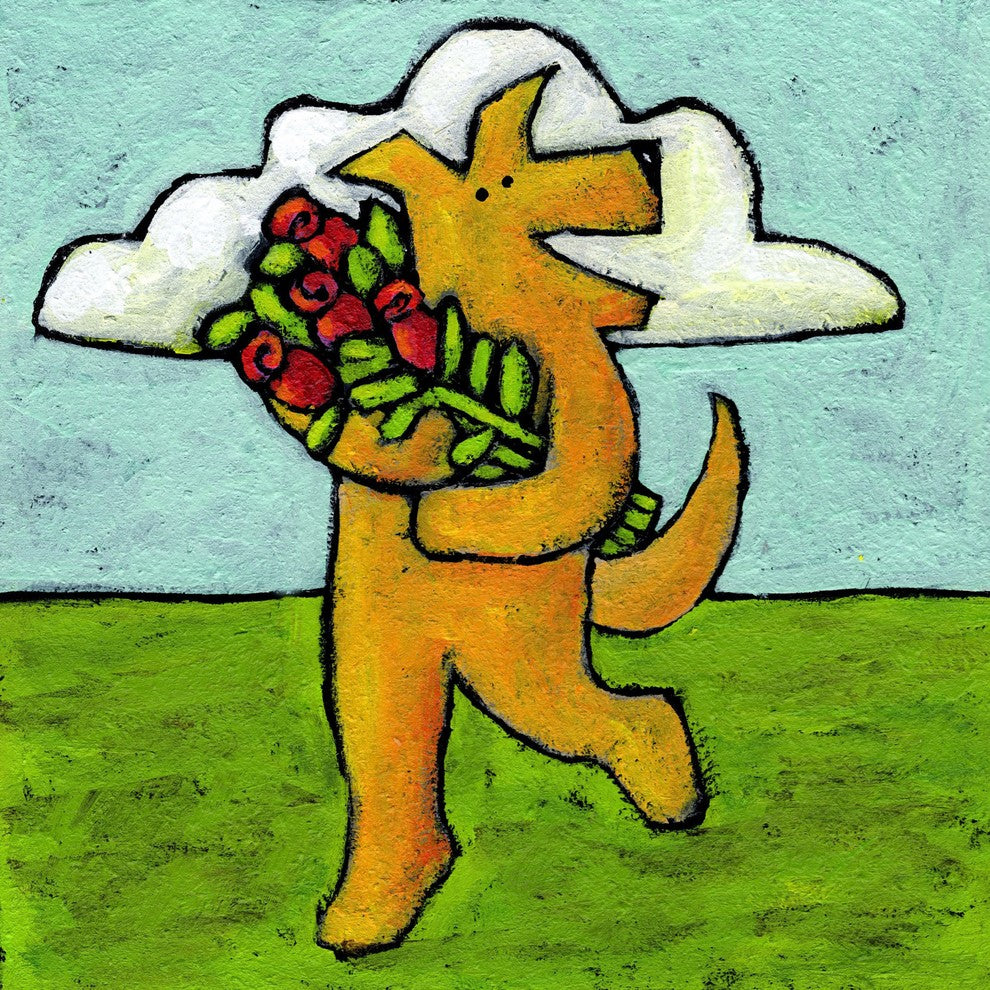 Marmont Hill, "Red Roses for Dog" by Janet Nelson Print on Wrapped Canvas, 18x18