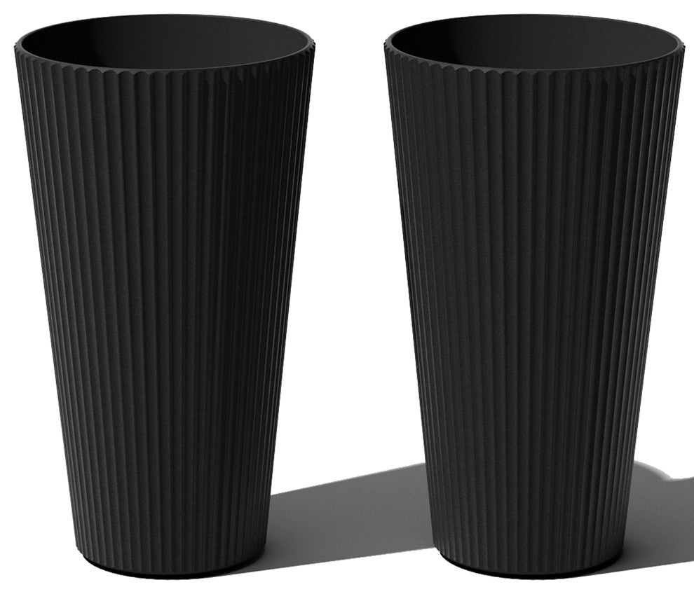 Veradek Demi Series Tall 26" Planter, Black, 2 Pack