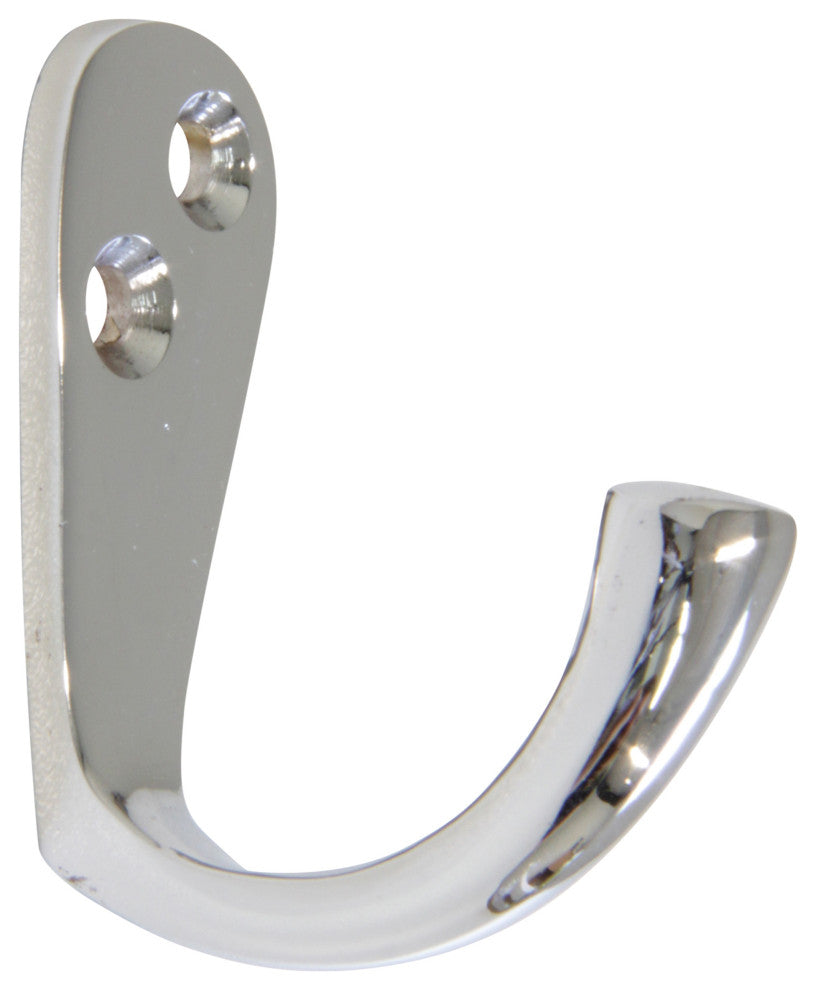 RCH Decorative Brass Wall Hook, 1.6 Inch, Various Finishes, Polished Chrome, 1.6