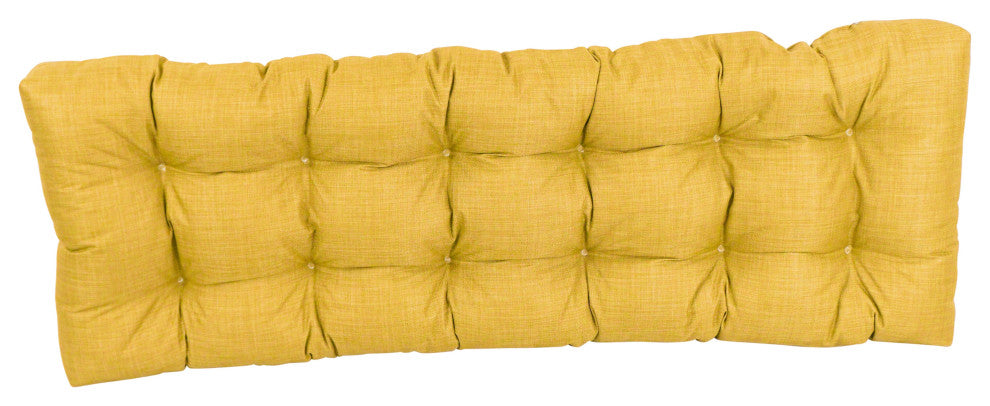 60"X19" Tufted Solid Outdoor Spun Polyester Loveseat Cushion, Lemon