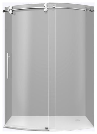 ZenArch 56-60"x75" Frameless Bowfront Sliding Shower Door, Chrome, Left Open