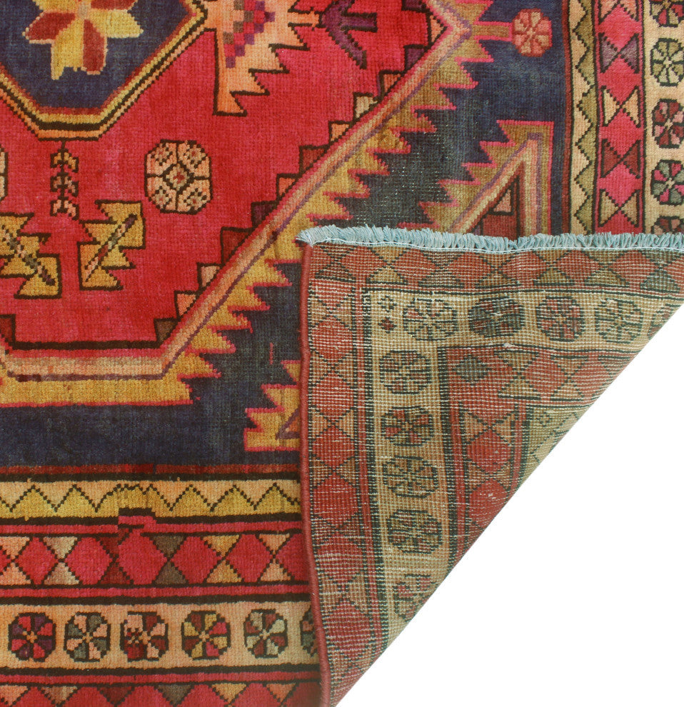 Fine Vintage Distressed Bruno Red/Gold Runner, 4'8x9'9