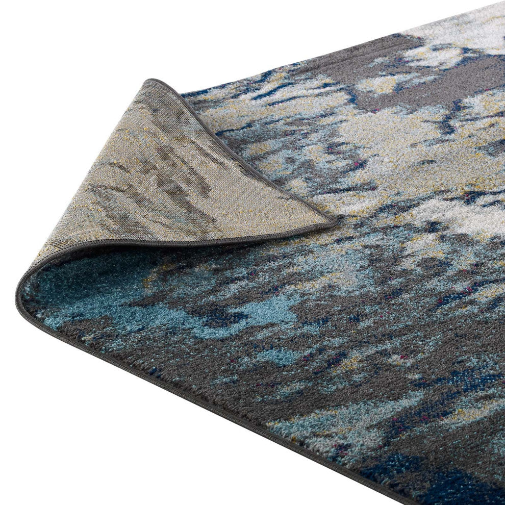Area Rug Runner Floor Carpet, 8x10, Blue, Modern, Lounge Cafe Hotel Hospitality