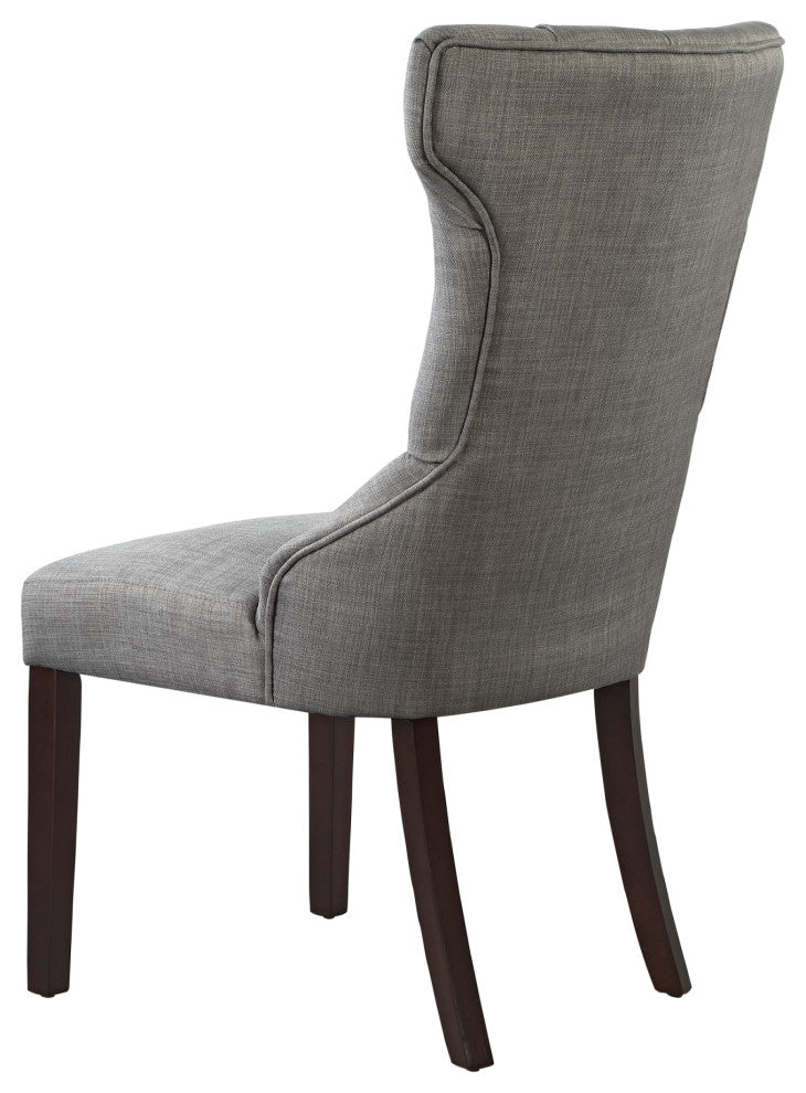 Natalia Wingback Button Tufted Dining Chair, Set of 2, Light Gray Linen