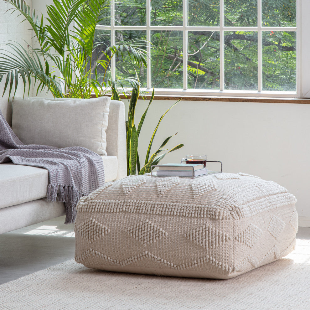 Maverick 34" x 34" x 16" Ivory Ottoman