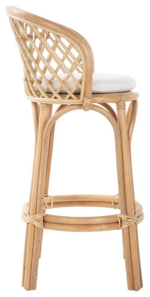 Rattan Criss-Cross Bar Stool, Natural