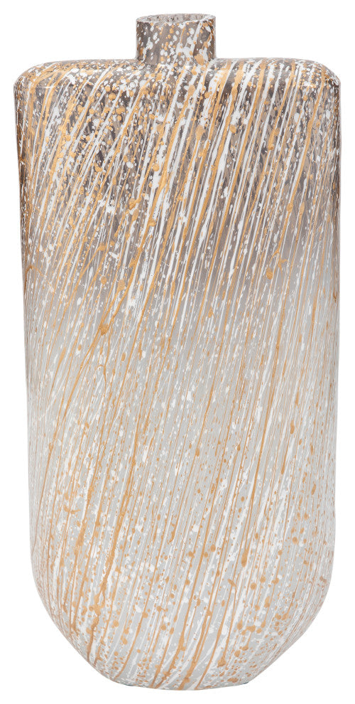 Glass, 16", Striped Stained Vase, Multi